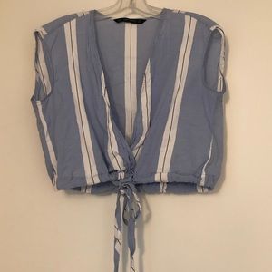 Zara sleeveless wrap tie shirt